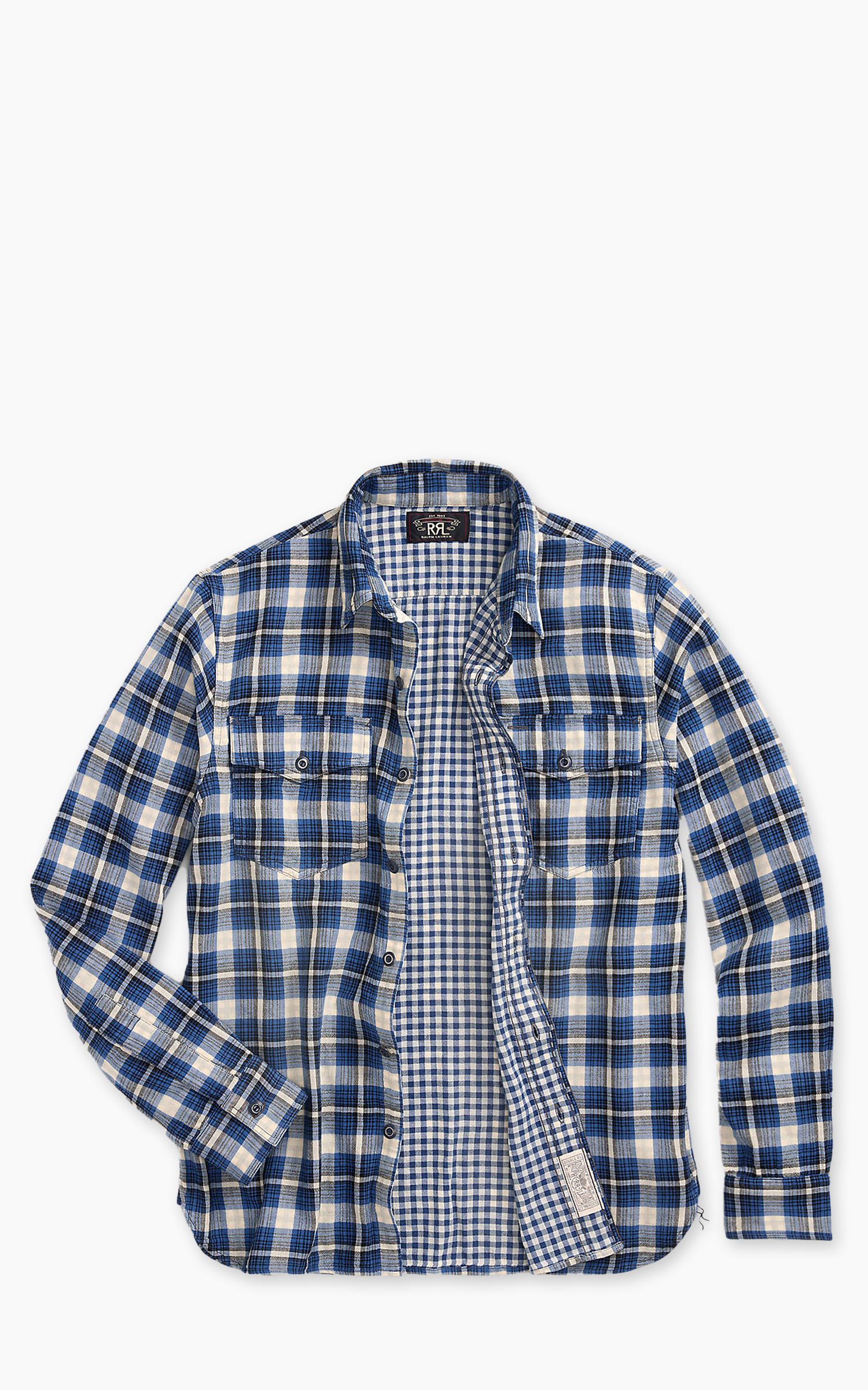 RRL Plaid Double Faced Workshirt Blue Multi | Cultizm