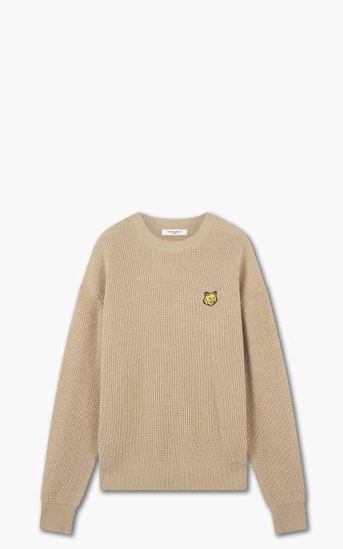 Maison Kitsuné Bold Fox Head Patch Comfort Ribbed Jumper Beige Melange