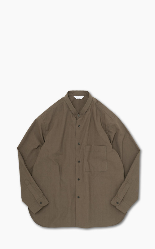 Still By Hand Narrow Collar Shirt Brown