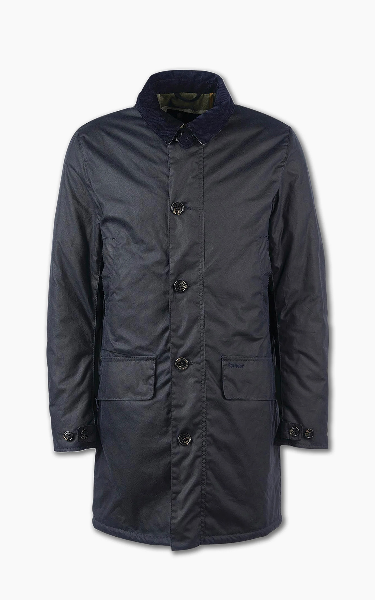 Barbour Wax Mac Jacket Navy/Forest Mist | Cultizm