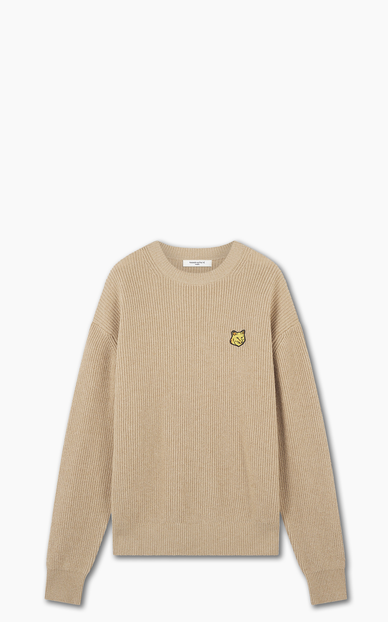Maison Kitsuné Bold Fox Head Patch Comfort Ribbed Jumper Beige