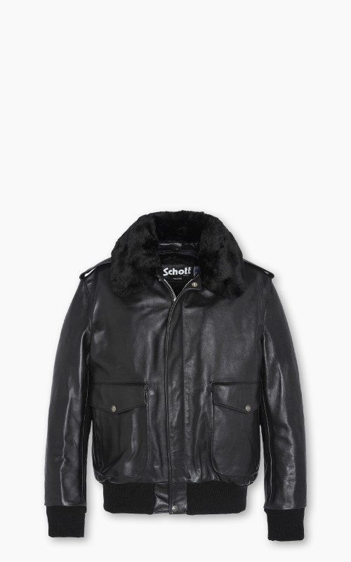 Schott NYC 184SM A-2 Leather Flight Jacket Black