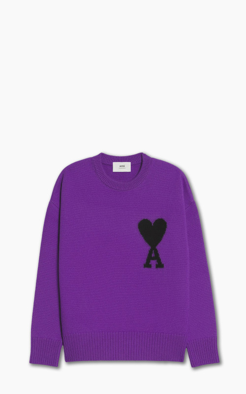 AMI Paris ADC Crewneck Sweater Knit Wool Purple/Black