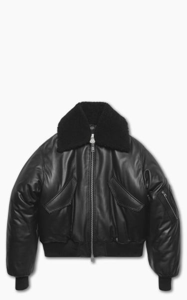 AMI Paris Leather Boxy Fit Jacket Black