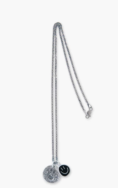 North Works N-645-E Necklace 925 Silver Smile Peace Black