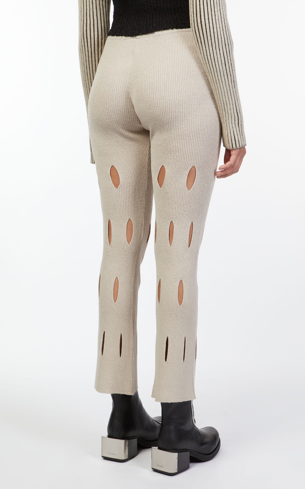 【OPEN YY】 CUT OUT KNIT PANTS BEIGE TheOpen Product Cut-Out Knit Pants Beige | Cultizm