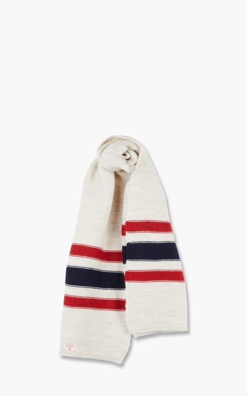 Nigel Cabourn Striped Scarf Schoeller Wool Natural ACC-6-Striped-Scarf-Natural