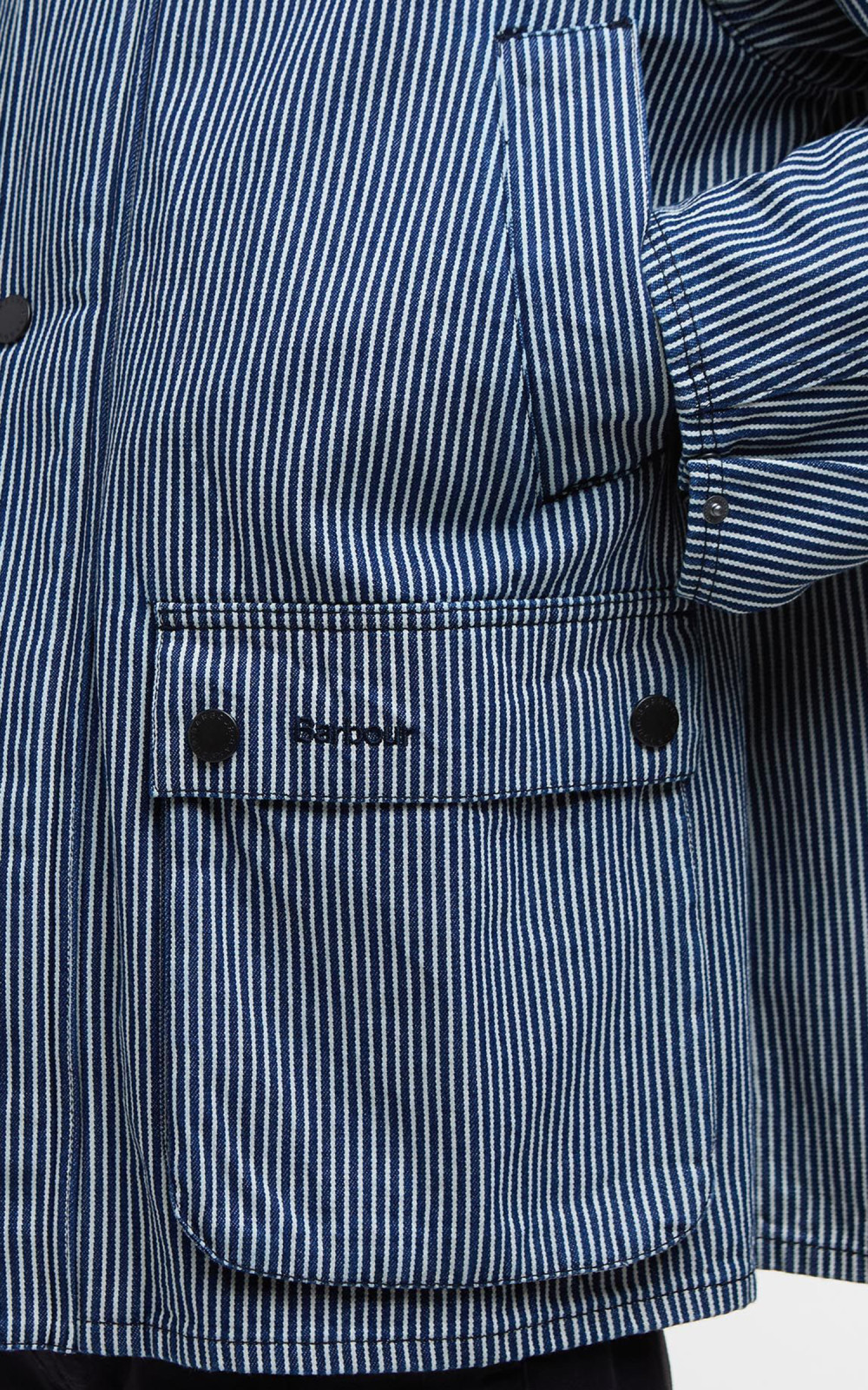 Barbour Striped Oversized Bedale Casual Jacket Indigo Stripe Barbour Striped Oversized Bedale Casual Jacket Indigo Stripe