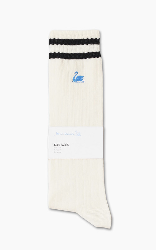 Merz b. Schwanen GS08 Cotton Socks White/Deep Black