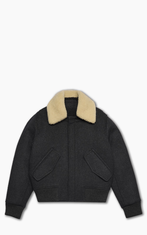 AMI Paris Shearling Collar Jacket Heather Grey