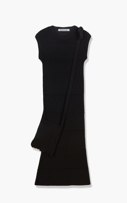 TheOpen Product Ribbed Block Knit Dress & Bag Black GTO221KT011-Black