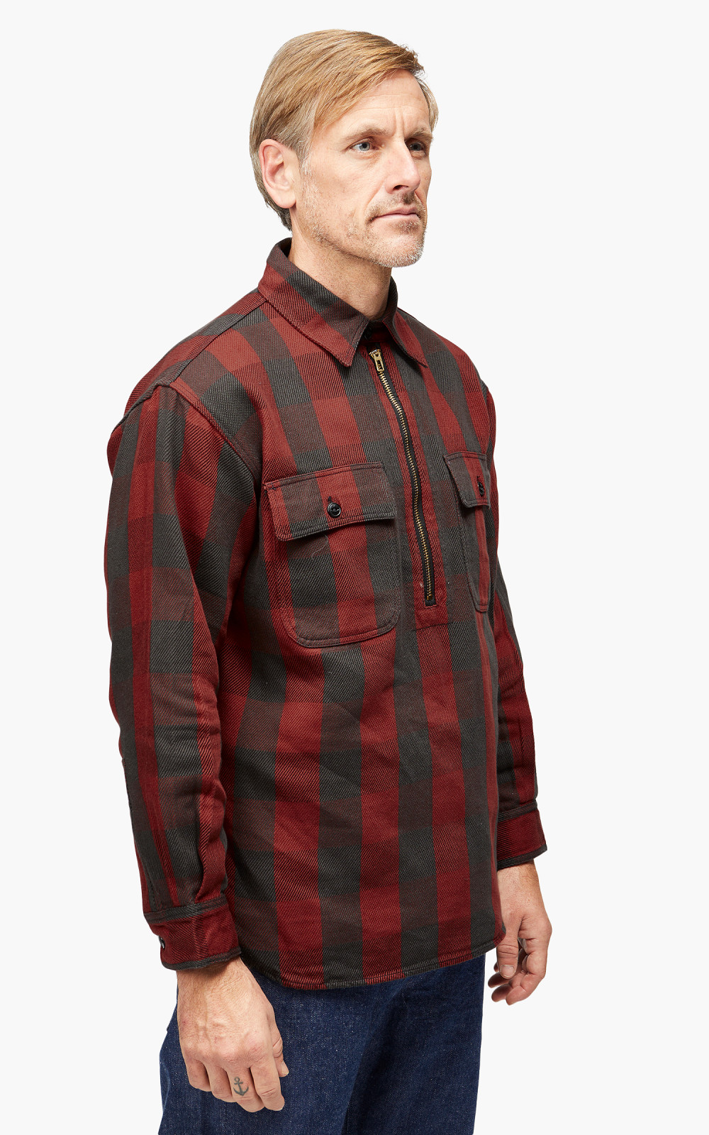 Fullcount 4071 Half Zip Pullover Classic Buffalo Check Shirt