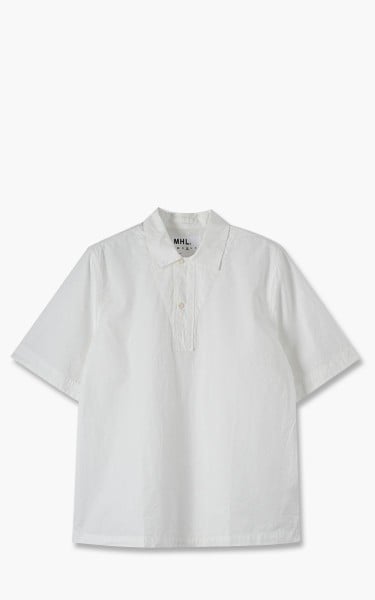 Margaret Howell MHL. Faced Polo Shirt Sheet Cotton Linen Off White