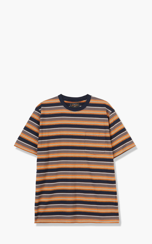 Beams Plus Pocket Tee Multi Stripe Orange 38-04-0040-048-45-Orange