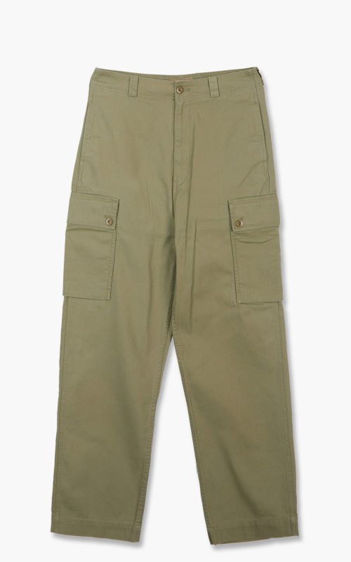 Nigel Cabourn Dutch Pant Cotton Herringbone US Green P-55-usgreen