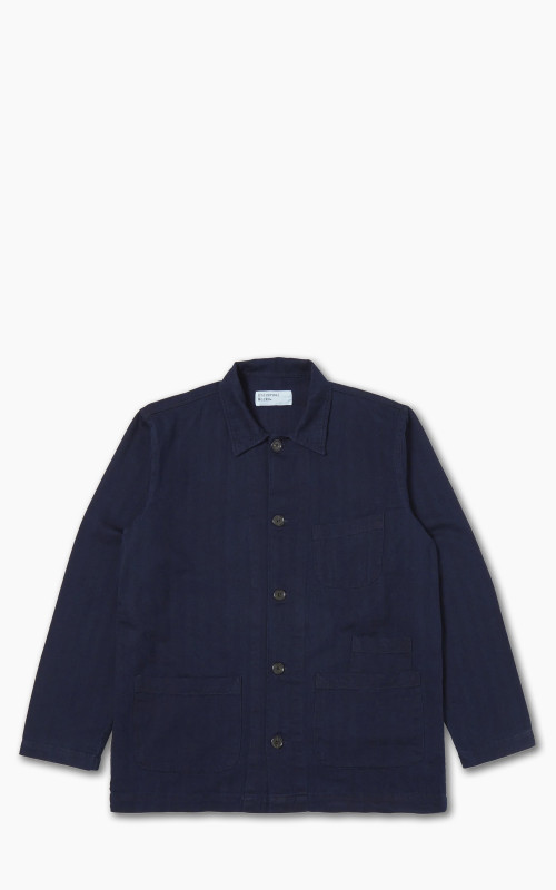 Universal Works Bakers Overshirt Herringbone Denim Indigo