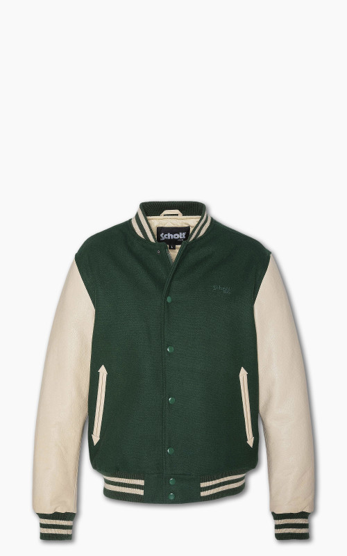 Schott NYC Varsity Jacket LCUSA Green Beige