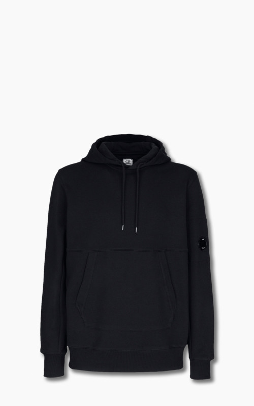 C.P. Company Diagonal Raised Fleece Pullover Hoodie Black