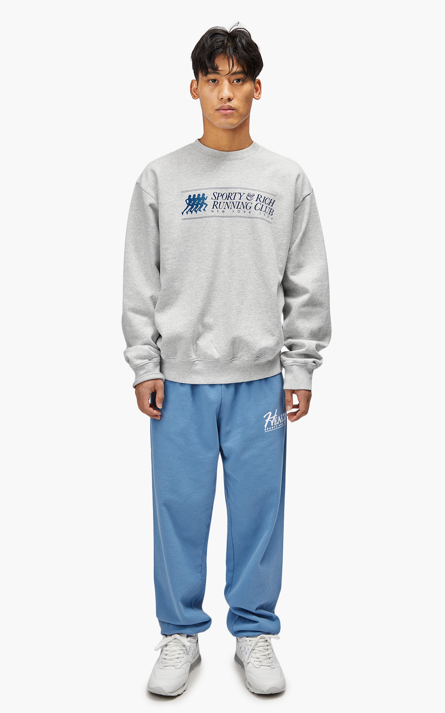 Sporty & Rich 94 Running Club Crewneck Heather Gray | Cultizm