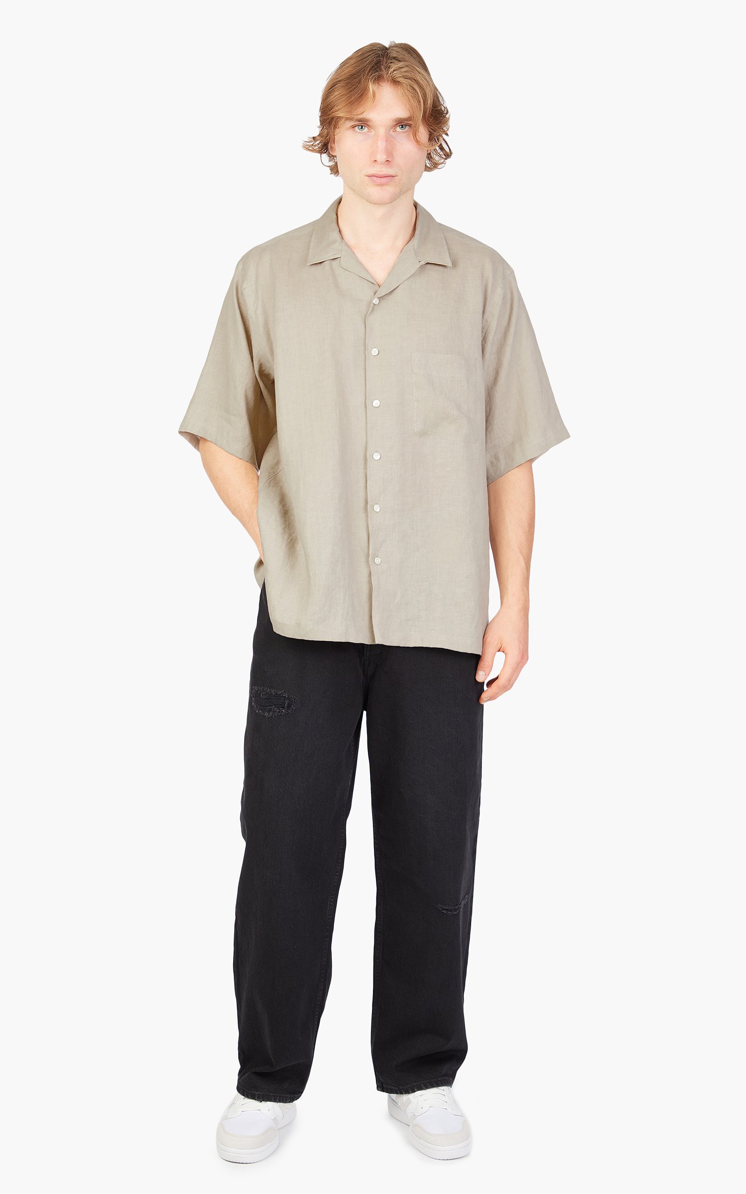 Markaware Open Collar Shirt S/S Taupe | Cultizm