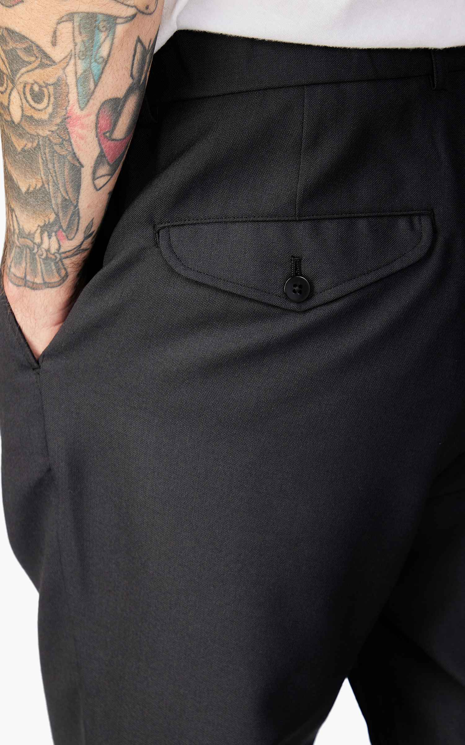 Still By Hand Relaxed Wool Pants Ink Black | Cultizm