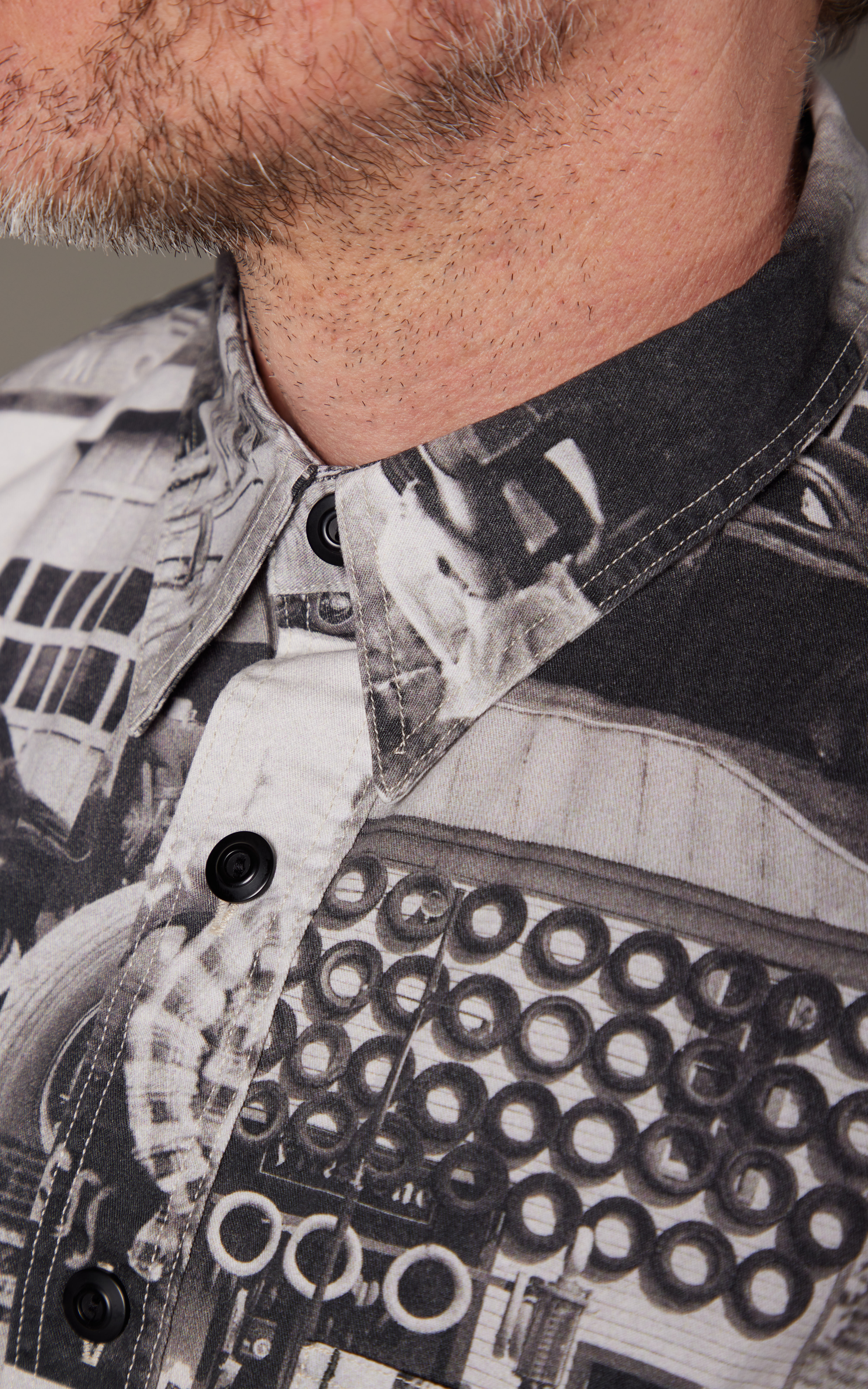 RRL Photo-Print Twill Workshirt Black/White | Cultizm RRL Photo-Print Twill Workshirt Black/White | Cultizm