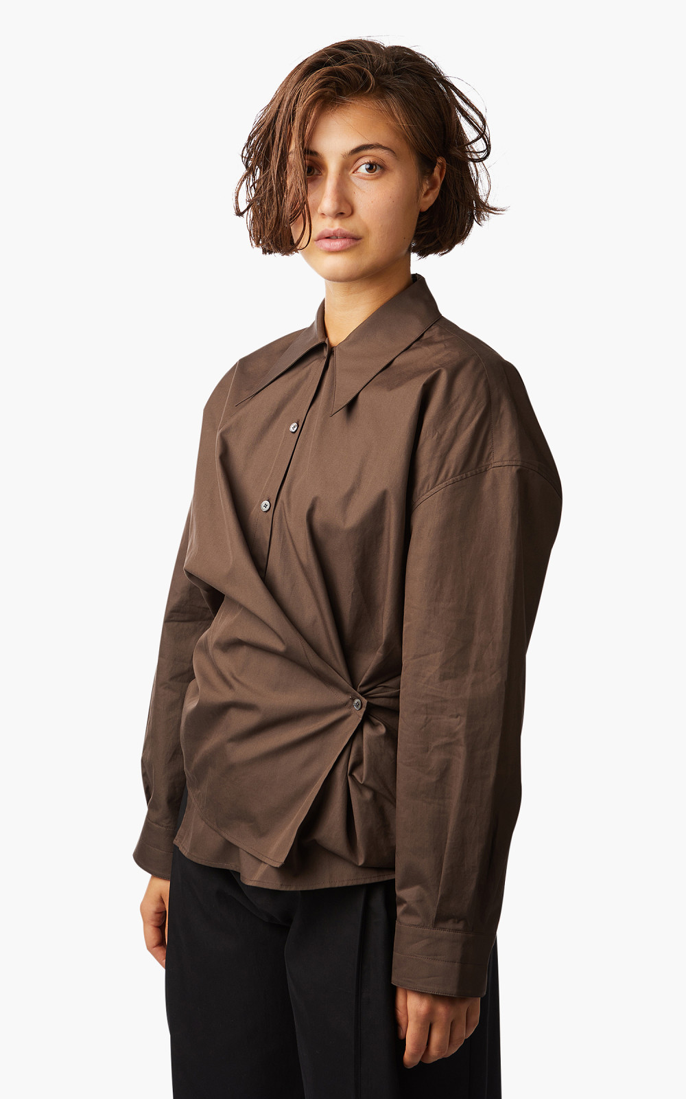 Lemaire Twisted Shirt Dry Silk Cacao | Cultizm