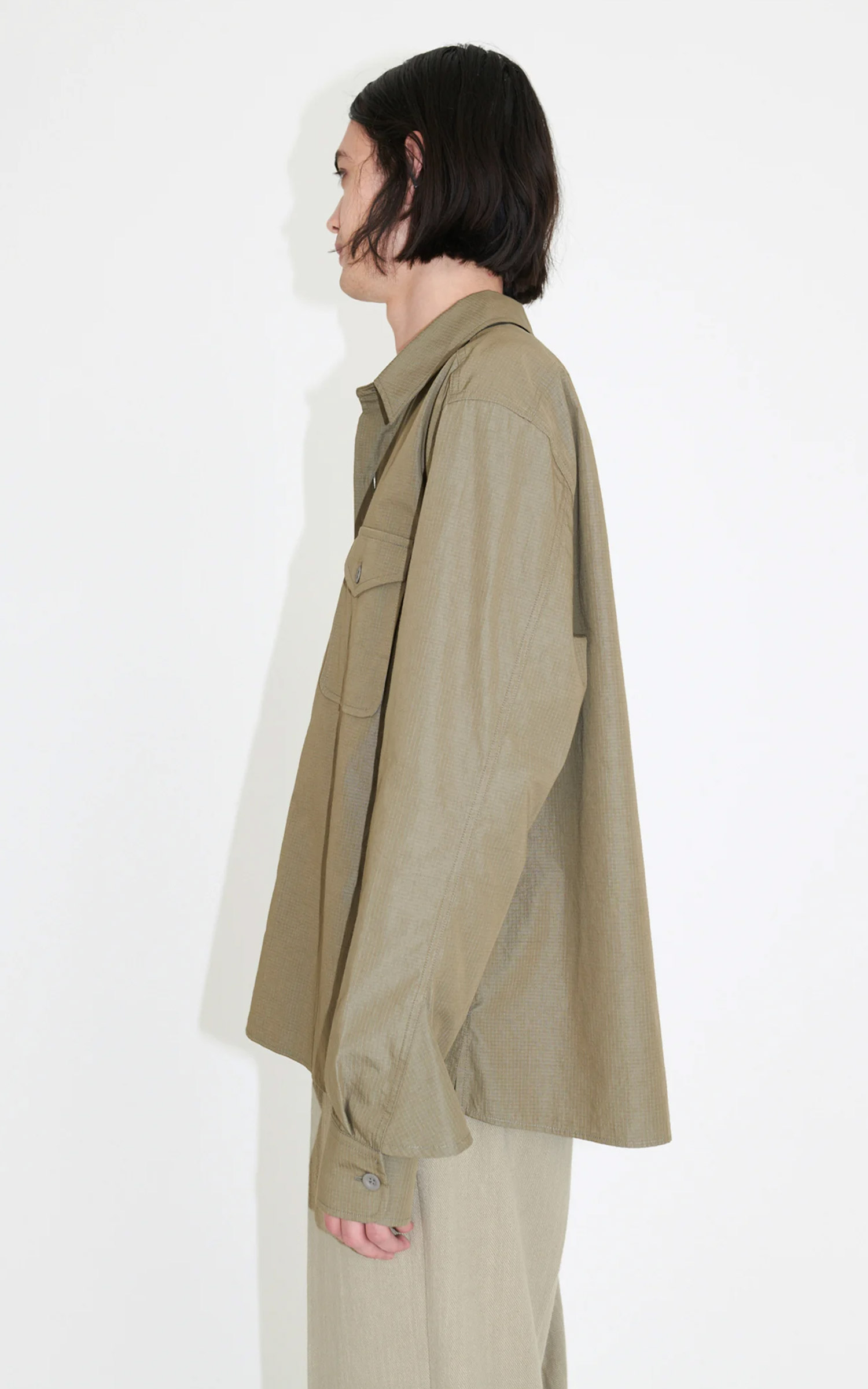 Our Legacy Military Base Shirt Army Green Cotton Ripstop