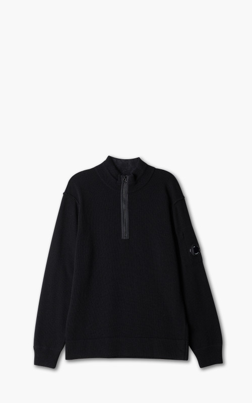 C.P. Company Knitwear Polo Collar Lambswool Black