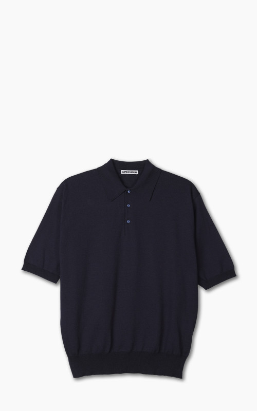 Kaptain Sunshine Cotton Knit Polo Shirt Navy