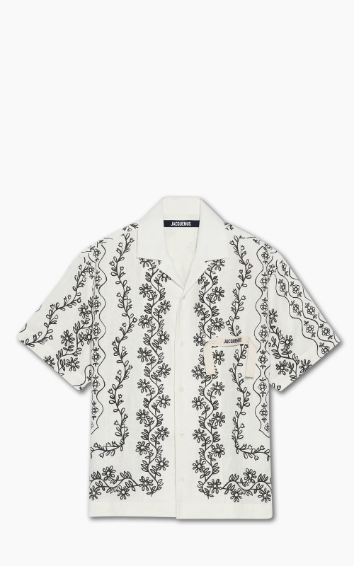Jacquemus La Chemise Jean Bowling Shirt Print Black Provencales Flowers