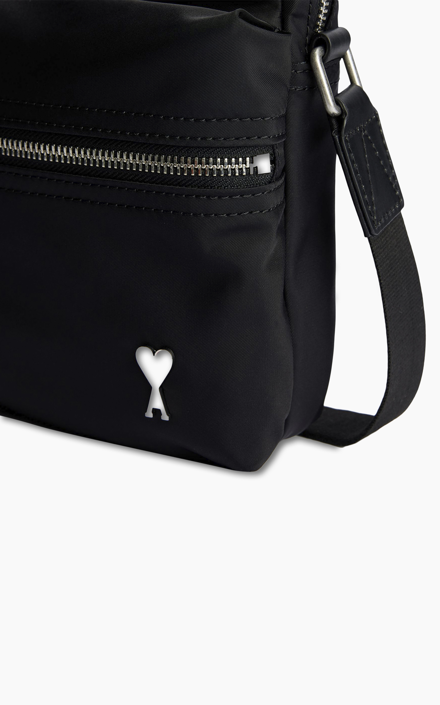 AMI Paris Ami De Coeur Crossbody Pocket Bag Black | Cultizm AMI Paris Ami De Coeur Crossbody Pocket Bag Black | Cultizm
