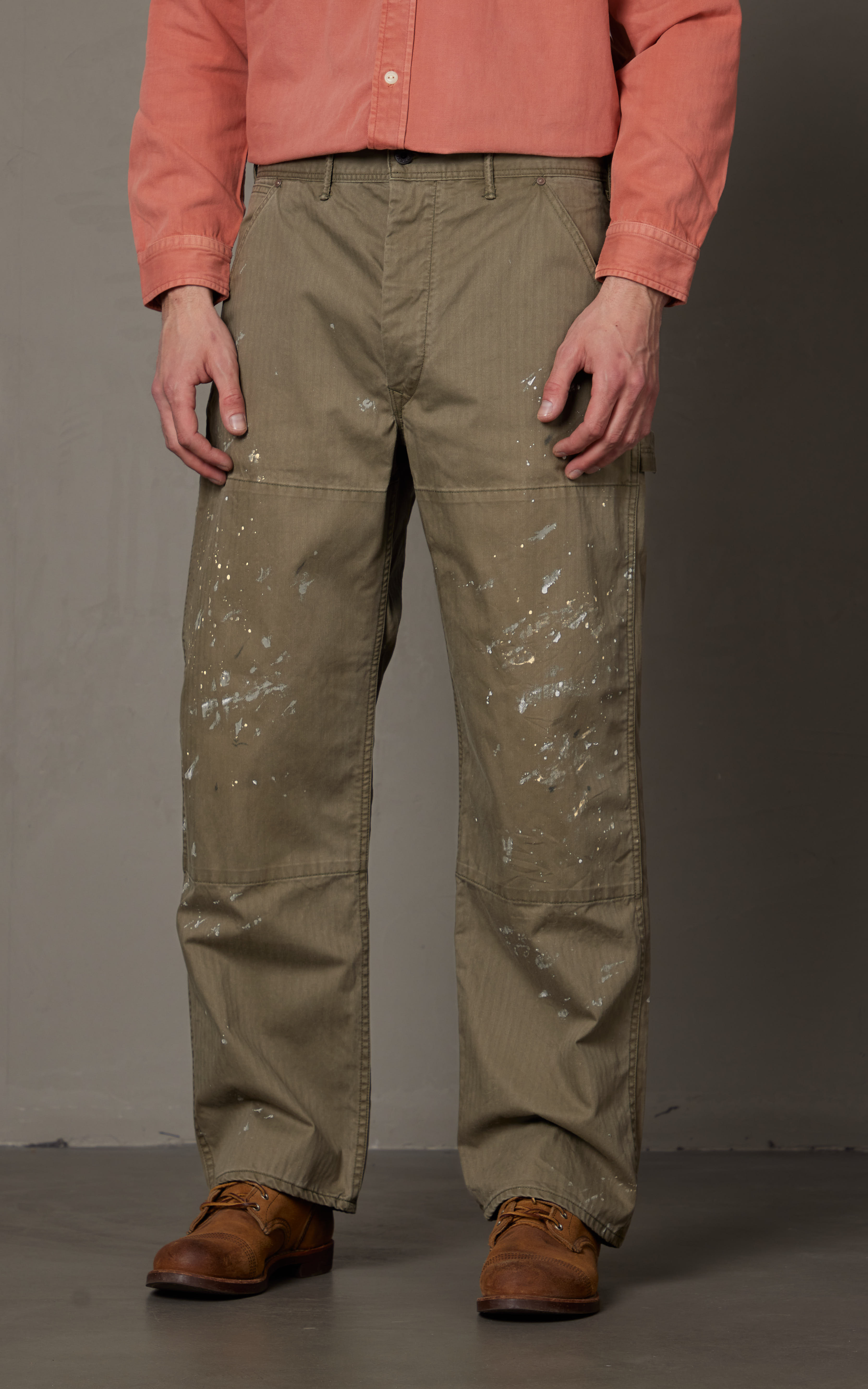 RRL Distressed Herringbone Carpenter Trouser Olive | Cultizm RRL Distressed Herringbone Carpenter Trouser Olive | Cultizm
