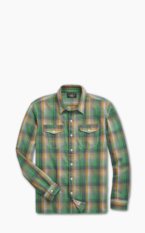 RRL Plaid Twill Workshirt Green/Yellow