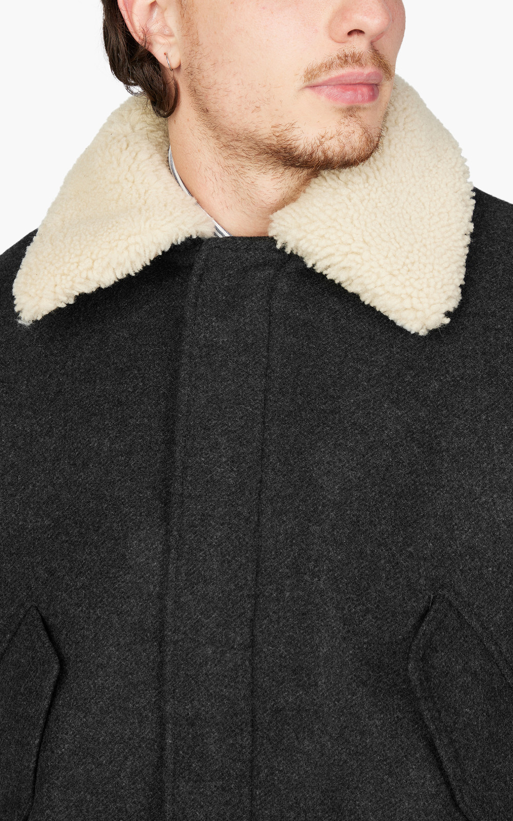 Ami shearling collar wool jacket deals