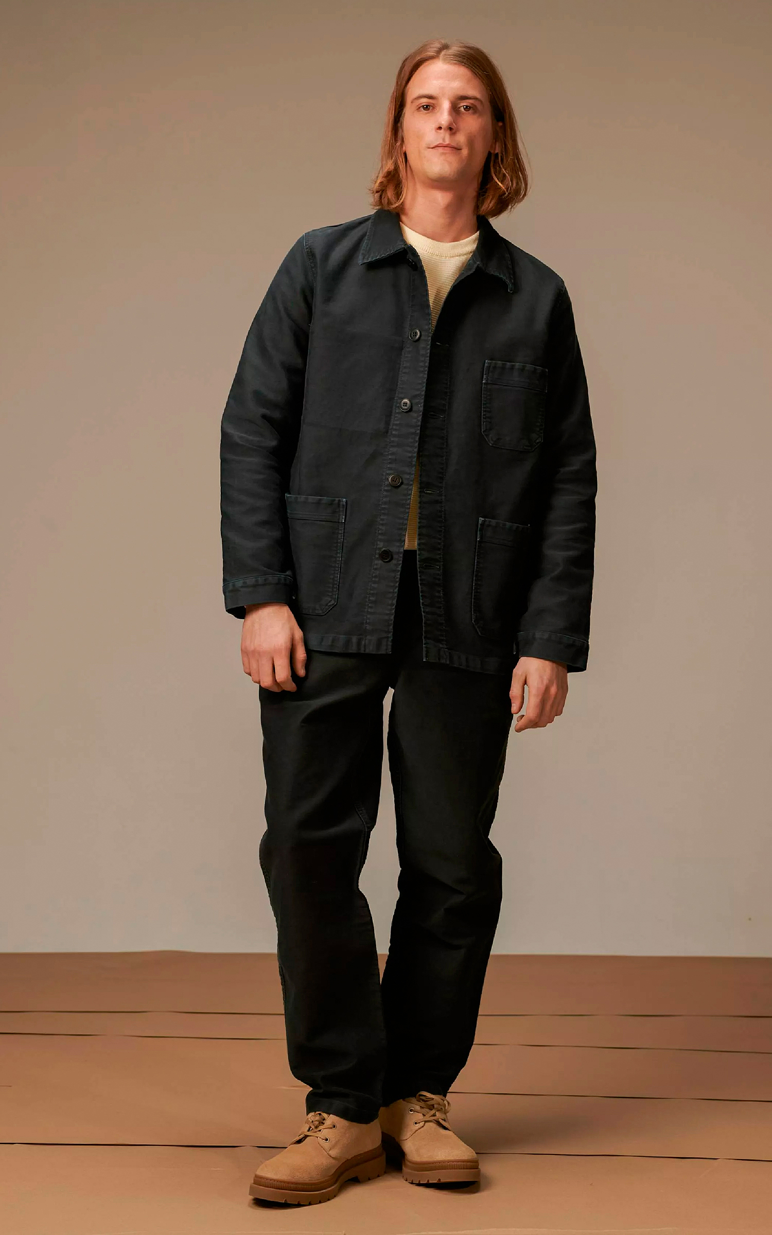 Le Mont St Michel Genuine Work Jacket Moleskin Vintage Wash Black Cultizm