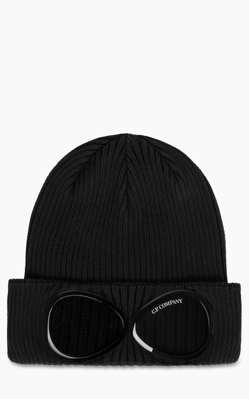 C.P. Company Cotton Goggle Beanie Black