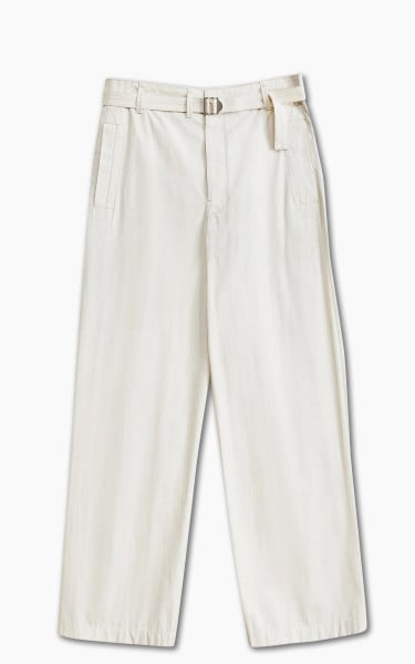 Lemaire Seamless Belted Pants Washed Cotton Bachette Pale Ecru