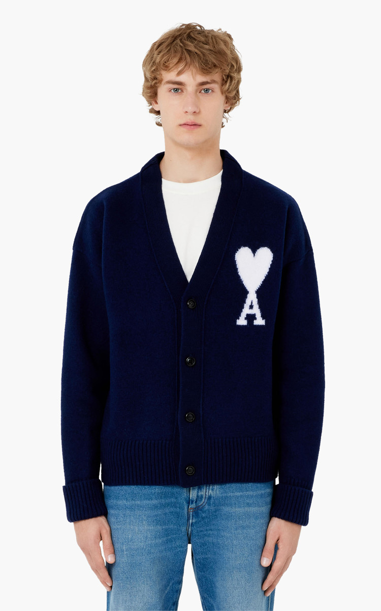 AMI Paris ADC Cardigan Nautic Blue/White | Cultizm