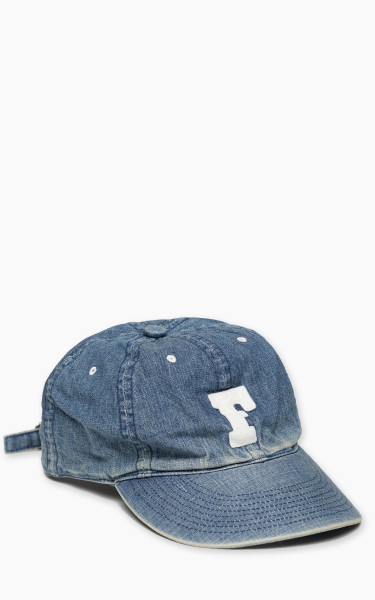 Fullcount 6843HW 6-Panel Denim Baseball Cap &#039;F&#039; Patch Indigo Blue
