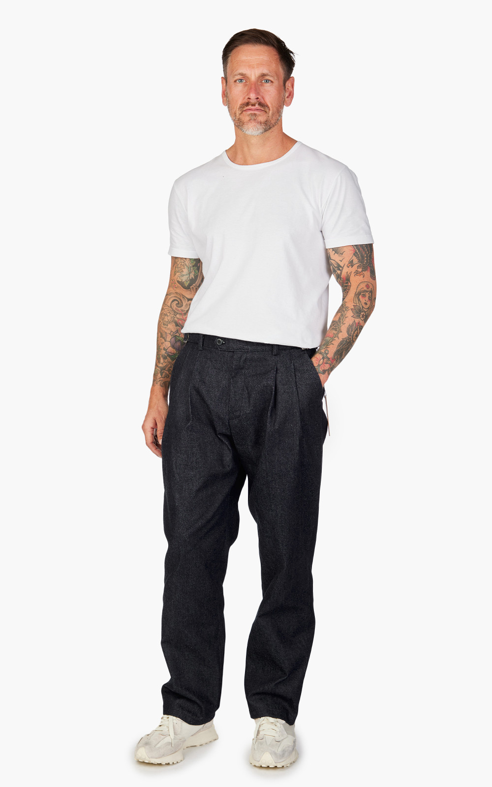 【YOURNUS】Flimsy Two-Tuck Cool Wide Denim Two Tuck Denim Wide Trousers