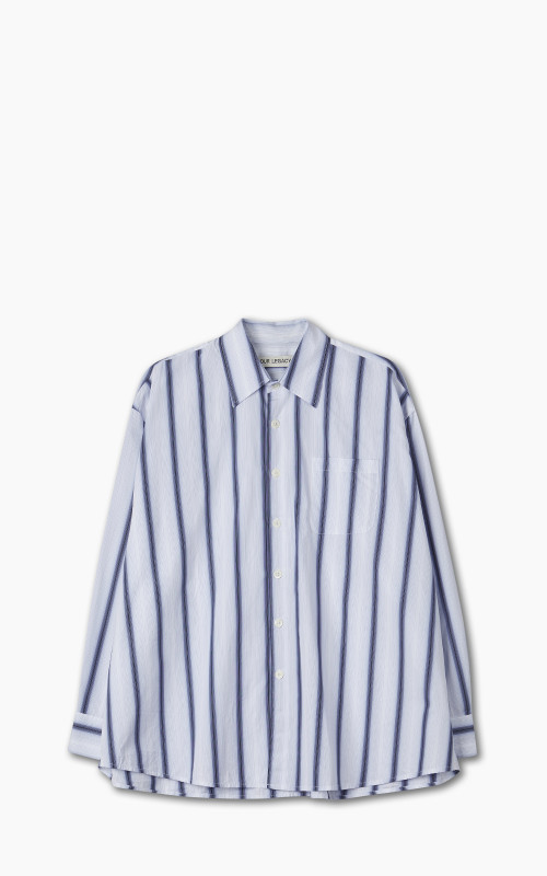 Our Legacy Borrowed Shirt Blue Crypto Stripe