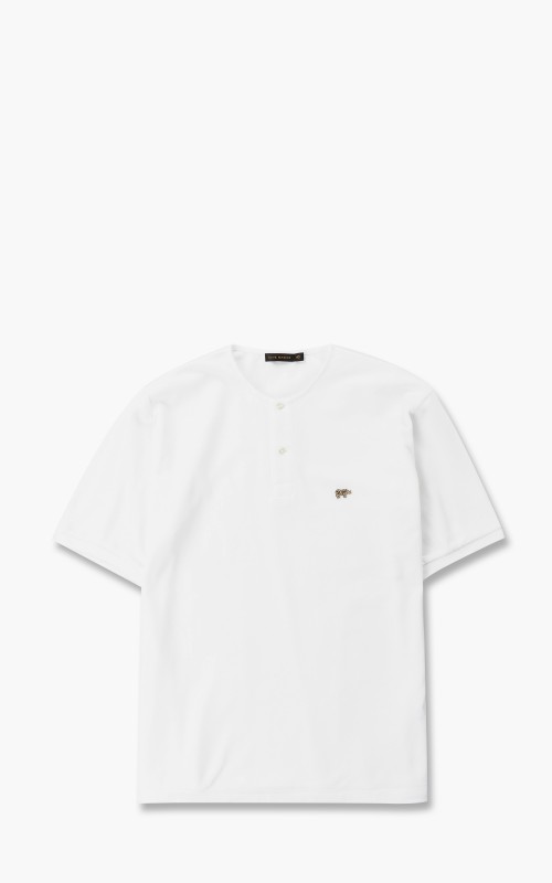 Scye Pique Henley Neck Shirt Off White