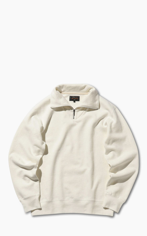 Beams Plus Half Zip Sweat White