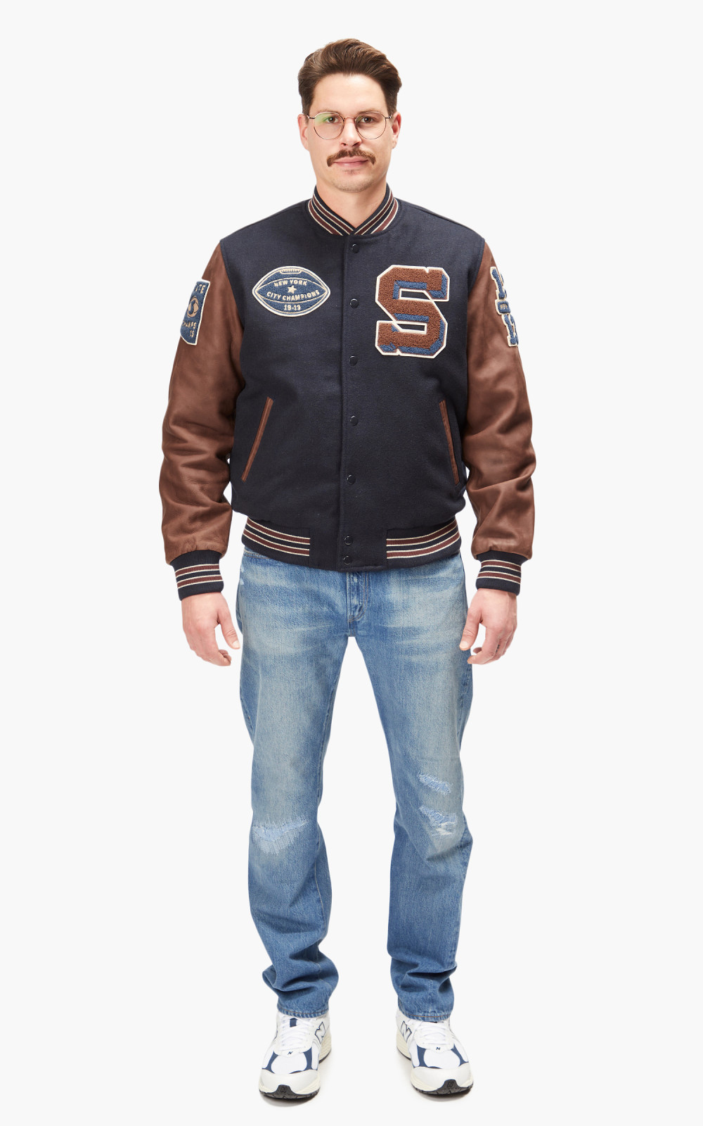 Schott NYC Varsity Jacket LCTEDDYBD2 Navy Cordovan Cultizm