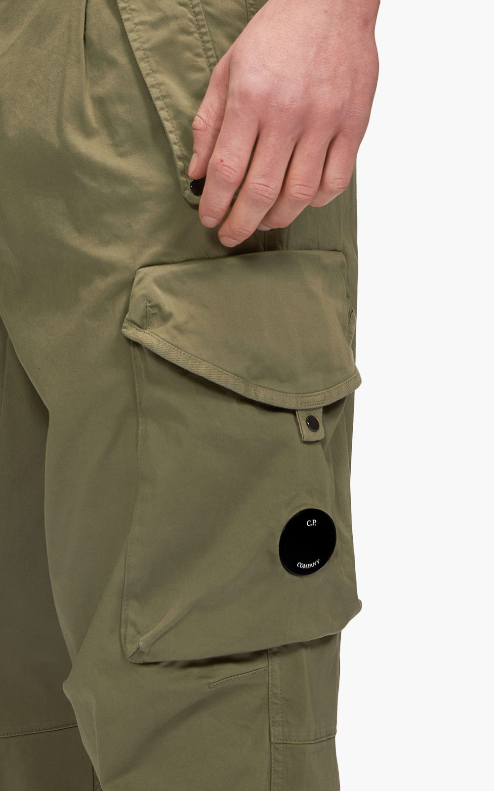 C.P. Company Stretch Sateen Loose Fit Cargo Pants Bronze Green | Cultizm
