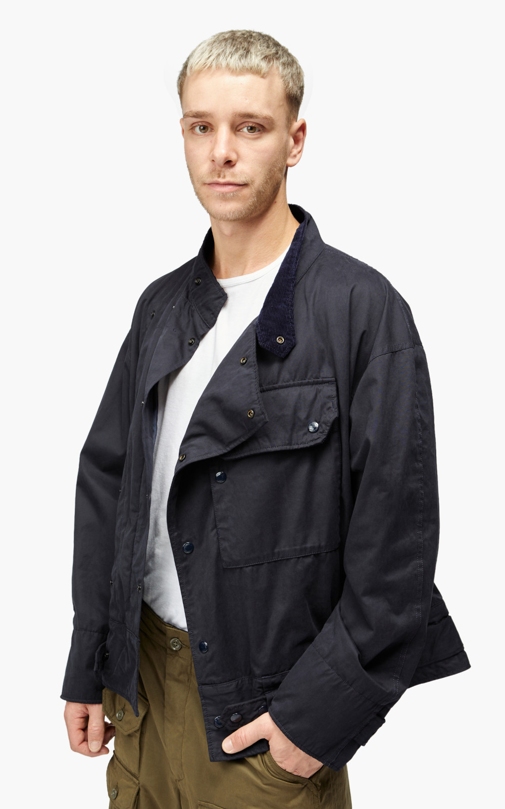 Engineered Garments Moto Jacket PC Coated Cloth Dark Navy