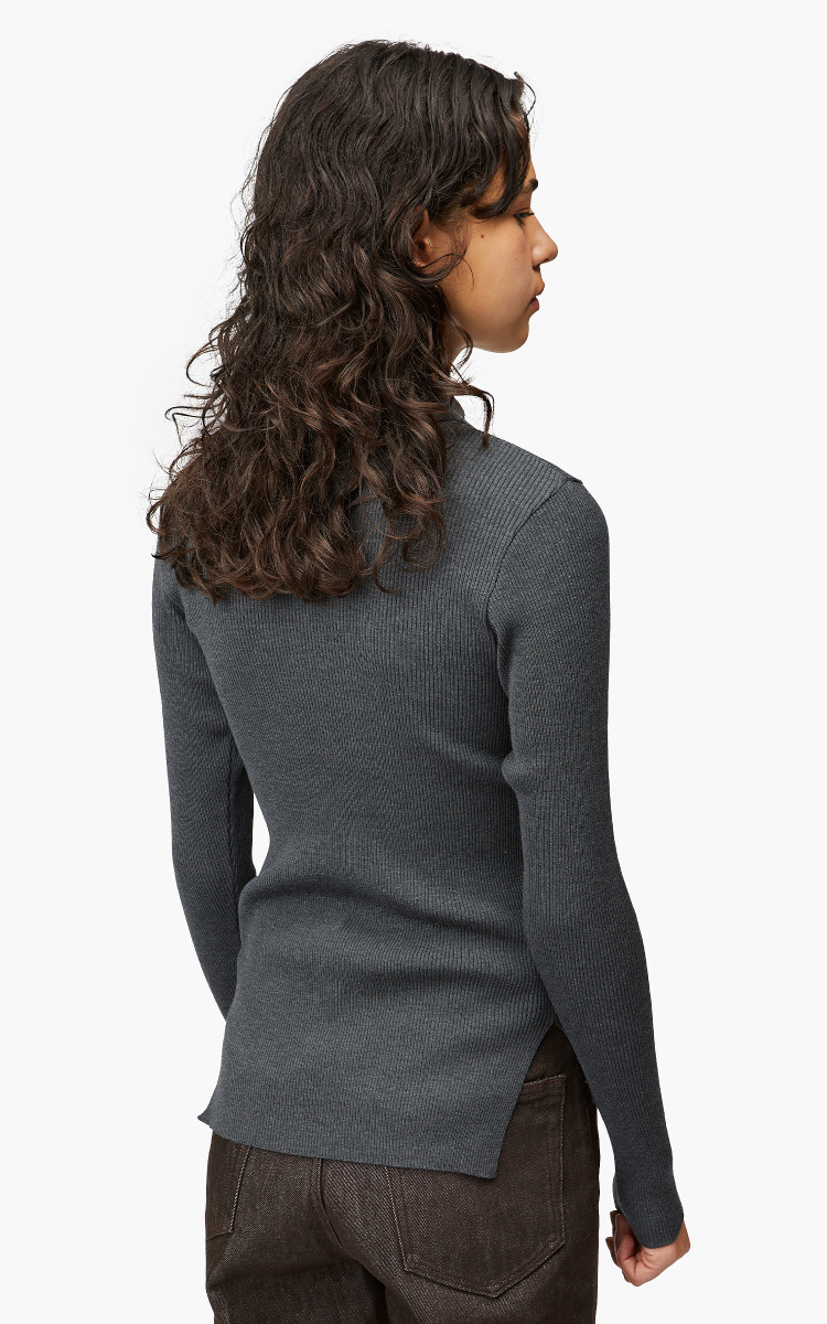 Auralee W Super Fine Wool High Gauge Rib Knit Polo L/S Tee
