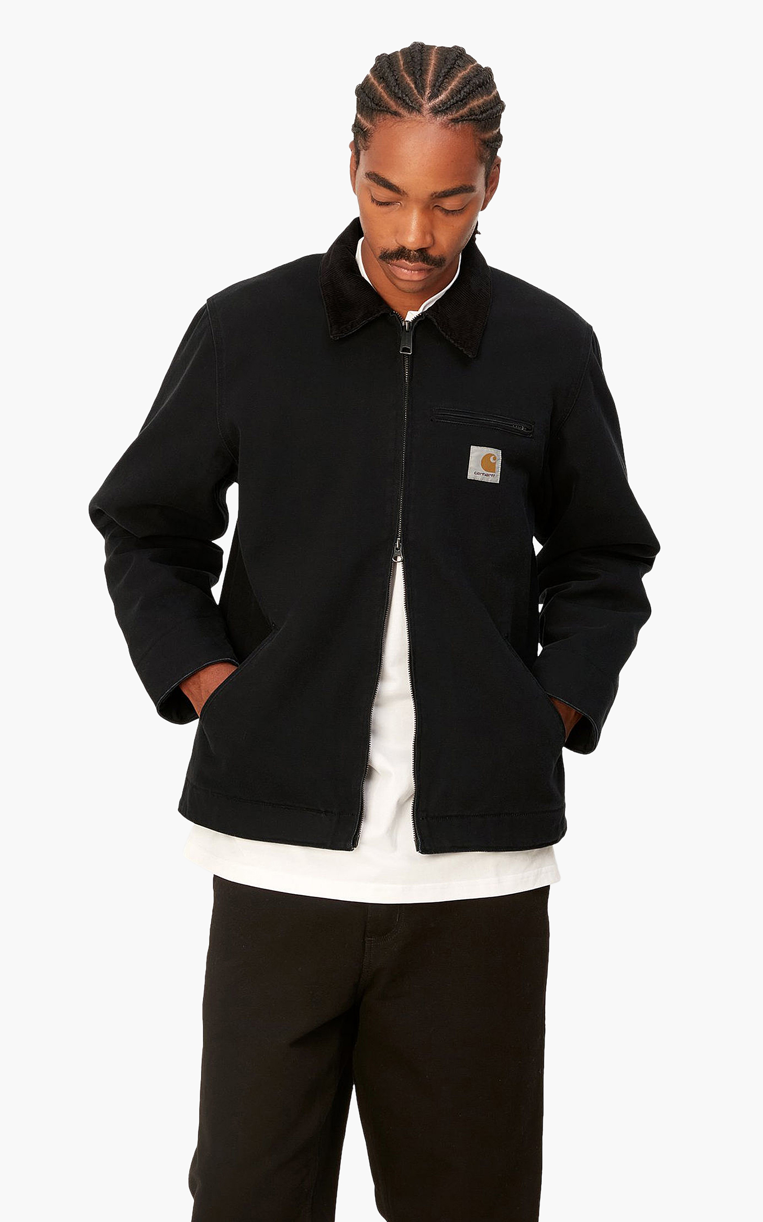 Carhartt WIP Detroit Jacket Dearborn Canvas Heavy Stone Wash Black ...