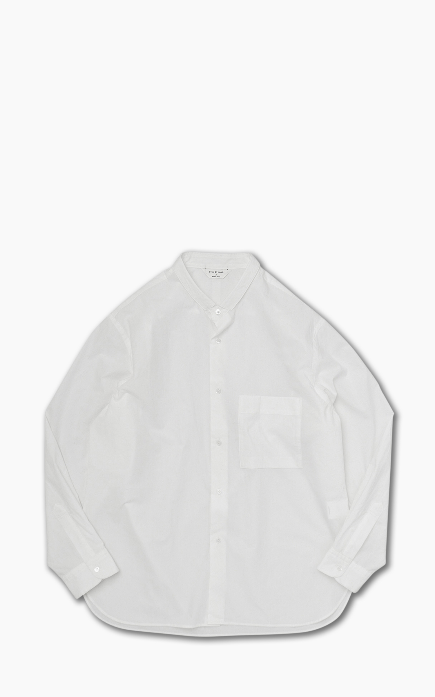 Still By Hand Narrow Collar Shirt White | Cultizm